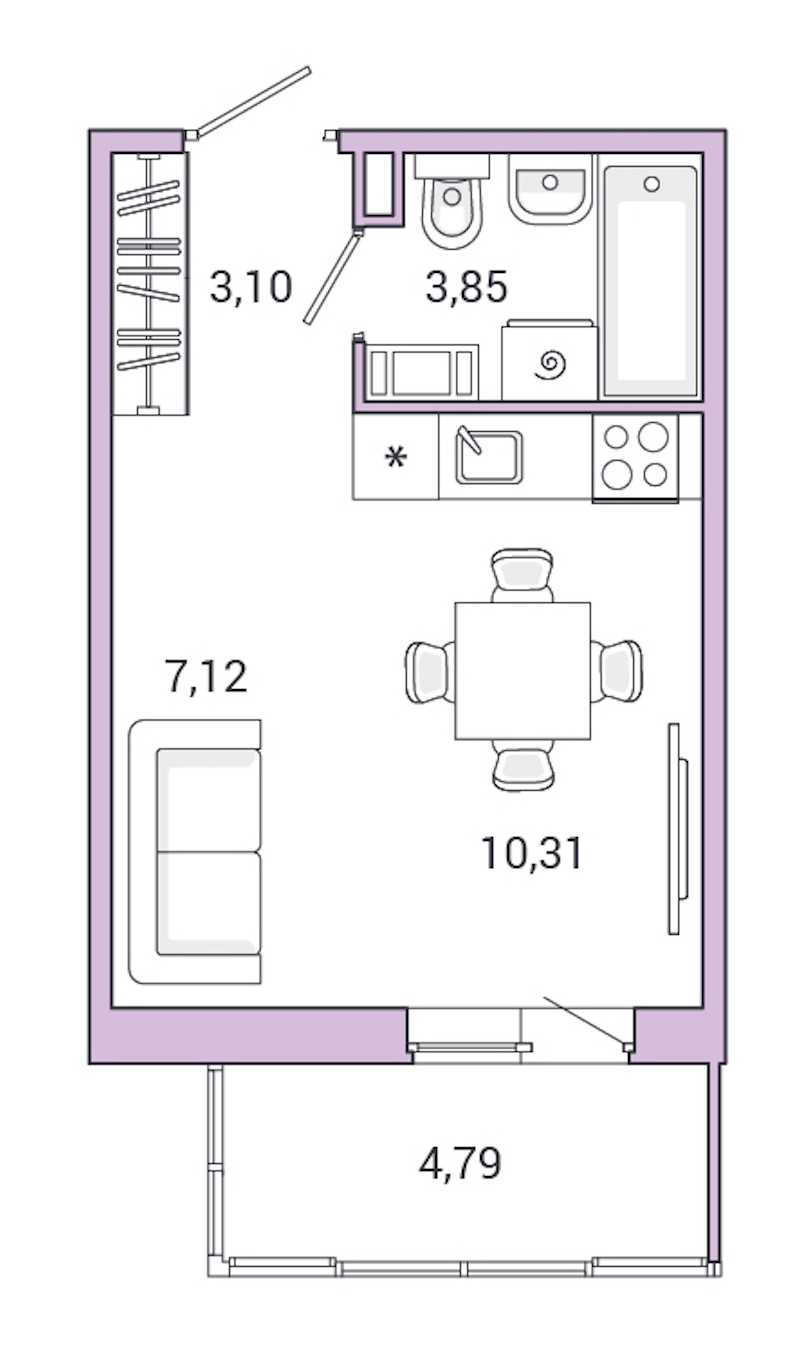Квартира студия 29.17 м², 10/10 эт., ЖК «Jaanila Drive»